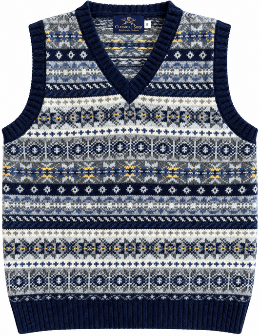 Claymore Shop Shetland Fair Isle Sweater Vest - Navy
