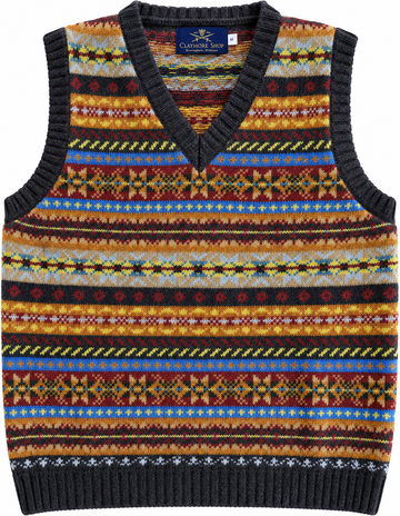 Claymore Shop Shetland Fair Isle Sweater Vest - Maroon