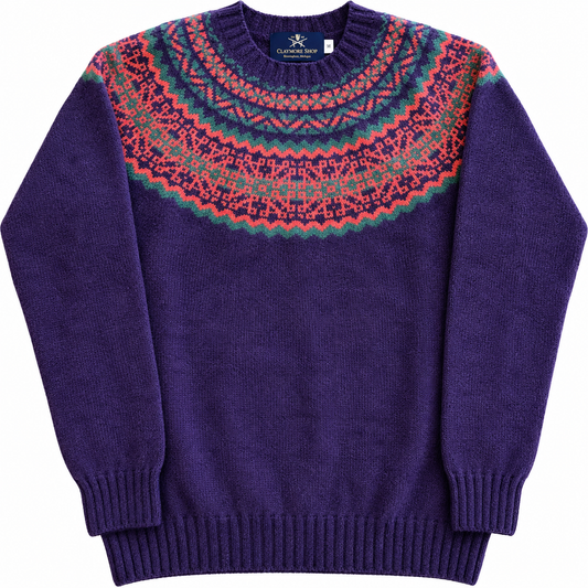 Claymore Shop Fair Isle Shetland Sweater - Beetroot