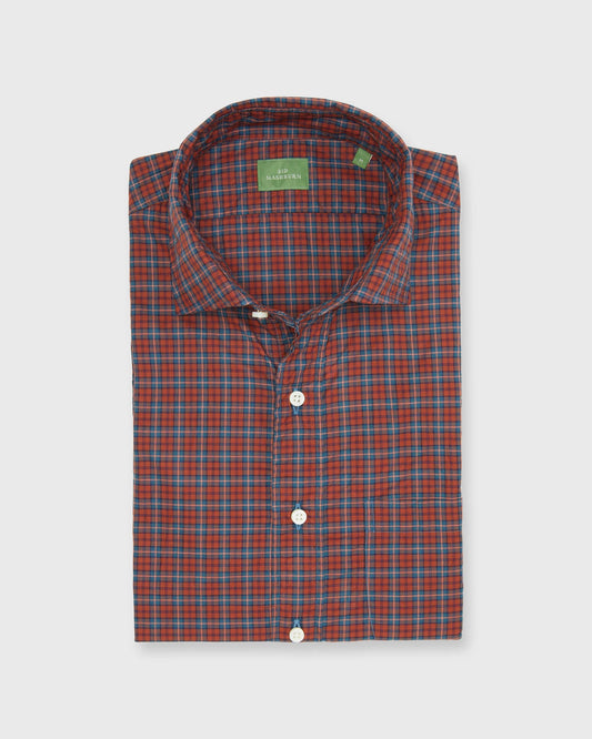 Sid Mashburn Check Spread Collar Sport Shirt - Sun/Wintergreen