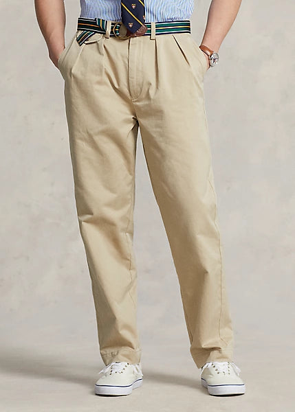 Ralph Lauren Relaxed Fit Pleated Chino Pant - Khaki