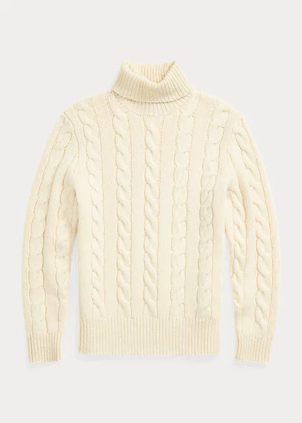 Ralph Lauren Cable Wool/Cashmere Turtleneck Sweater - Cream
