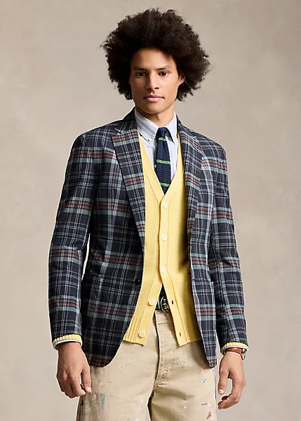 Ralph Lauren Polo Soft Tailored Patchwork Jacket - Navy/Burgandy